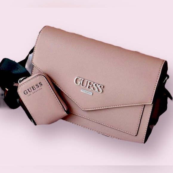 GUESS Women’s Nausha Crossbody Bag with Mini Bag Charm Mauve - Picture 2 of 7